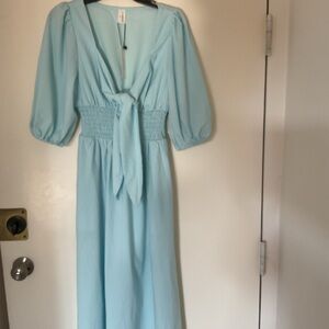 Commense Sky Blue Dress with Tie Front